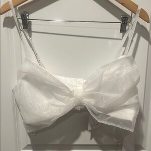 Elegant White Bow Bralette